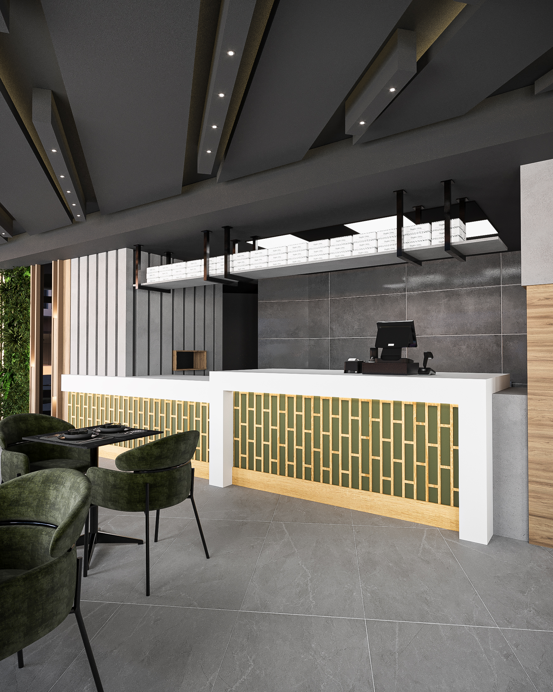 Restaurant interior design for smash burgers and italian kitchen